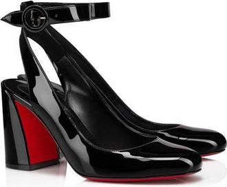 Christian Louboutin Miss Sab Slingback Pump in Black/Lin Black at Nordstrom, Size 5.5Us