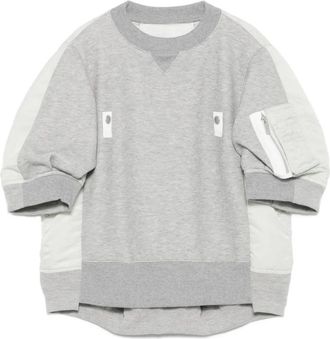 sacai panelled zip-fastening sweatshirt - Grey
