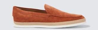 Tod's Jute-trimmed suede slip-on shoes