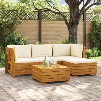 vidaXL Vidaxl 5 Pz Set Di Divani Da Esterno Legno Di Acacia Massello Marrone