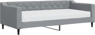 vidaXL Sof&aacute; Cama Con Colch&oacute;n Tela Gris Claro 90x200 Cm Vidaxl
