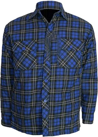 EuroStyle Mens Padded Thick Quilted Lined Lumberjack Check Workwear Shirt (Royal Blue, XL)