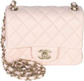Chanel Pink Quilted Leather Mini Square Flap Bag (Authentic Pre-Loved)