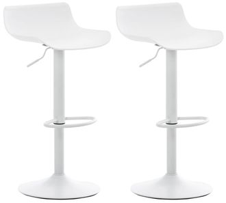 Clp Set de 2 Taburetes de bar regulable en Pl&aacute;stico Blanco