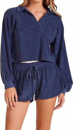 bobi Long Sleeve Polo Tee In Pacific Blue