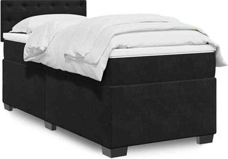 vidaXL Vidaxl - Cama Box Spring Individual Con Colch&oacute;n Tela Negro