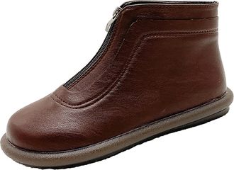 Generic Ladies+Boots Keep Warm Plush Deer Prints Flat Round Toe Lazy Suede Shoes Boots Womens Knee Length Boots (Brown, 3.5)