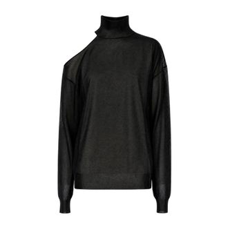 Fendi Turtleneck de Seda Organza - Knitwear - Mujer - Negro - S
