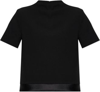 Jil Sander Wollen Top met Korte Mouwen - Dames - Ronde hals truien - Zwart - M - Wol - Truien & Vesten