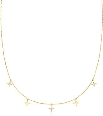 RS Pure by Ross-Simons Diamond North Star Station Necklace in 14kt Yellow Gold