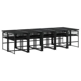 Berkfield Home Beautiful 11 Piece Garden Dining Set Black Poly Rattan