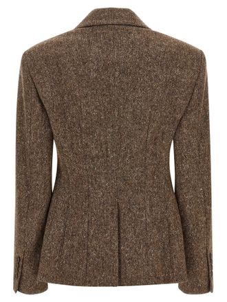 Brunello Cucinelli Donegal Wool Double-Breasted Blazer - brown