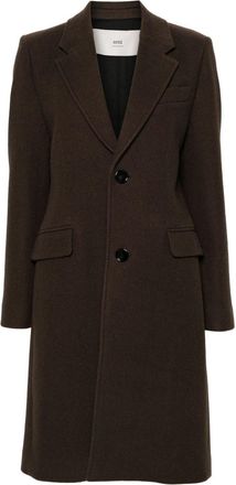 Ami virgin wool coat - women - Cotton/Polyester/Virgin Wool - 38 - Brown