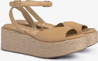Pedro Garcia Platform wedge espadrille in came leather with yute wedge | Nereida | Spring Summer 26 | PEDRO GARCIA