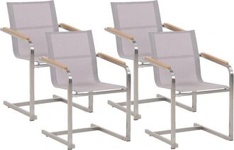 Beliani Set of 4 Garden Chairs COSOLETO Stainless Steel Beige