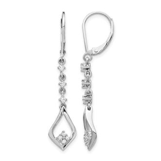Diamond2Deal 14k White Gold 1/5 Ct Lab Grown Diamond Dangle Earrings Leverback