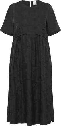 Ichi Midi Jurken - Dames - Casual kleedjes - Zwart - M - Kleedjes