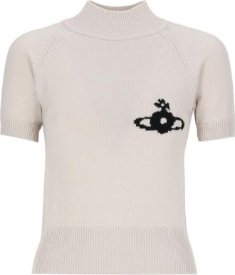 Vivienne Westwood High Neck Wool Sweater - Dames - Coltruien - Beige - M - Wol - Truien & Vesten
