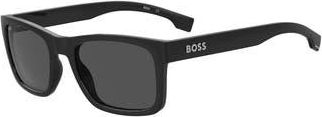 BOSS 55mm Rectangular Sunglasses in Black/Grey at Nordstrom Rack