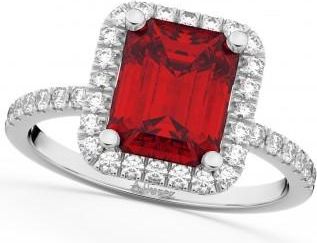 Allurez Lab Ruby & Lab Grown Diamond Engagement Ring 14k White Gold (3.32ct)