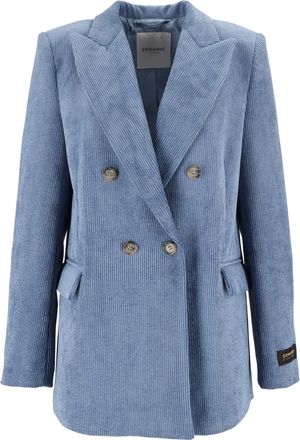 Ermanno Scervino Corduroy Double-Breasted Wide Lapel Flap Pocket Blazer