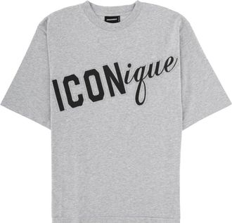 Dsquared2 Light Grey Black Text Loose T-Shirt
