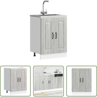 vidaXL Armadio cucina - Mobile base lavello Kalmar Grigio Sonoma 60x46x81,5 cm