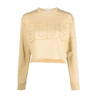 GCDS Bruine Logo Crop Sweatshirt Casual Stijl - Dames - Sweatshirts - Bruin - XS - Katoen - Hoodies & sweatvesten