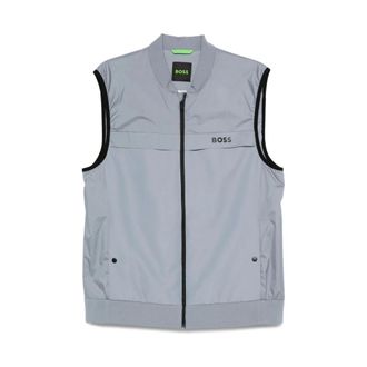 HUGO BOSS Hugo, Vests, male, Gray, Size: 2XL Stylish Outwear Waistcoat
