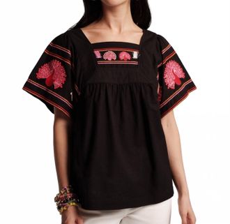 Frances Valentine Picnic Top In Peacock Black