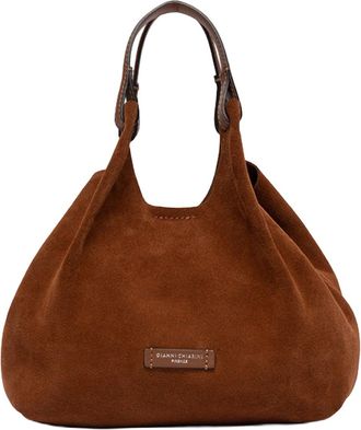 Gianni Chiarini Cognac Dua Suede Leather Tote Bag