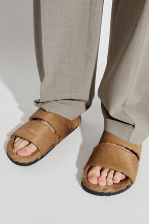 Dolce & Gabbana Fur Slides, Mens, Brown