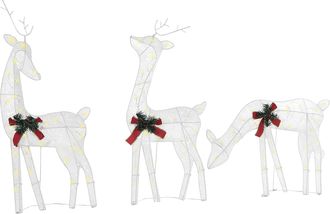 Beliani Beliani - Decoraci&oacute;n Figura De Navidad Led Metal Blanco 3 Renos Exteriores Angeli