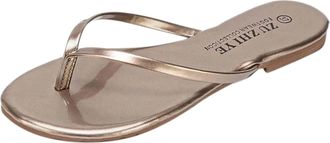Generic Womens Faux Patent Leather Flip Flop Thong Sandals,Thong Sandal Flat Flip Flop Sandal with +Comfort,Clearance Gold 5.5