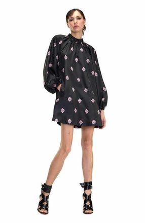 Cynthia Rowley Second Nature Silk Taffeta Dress in Black_Multi at Nordstrom, Size X-Small
