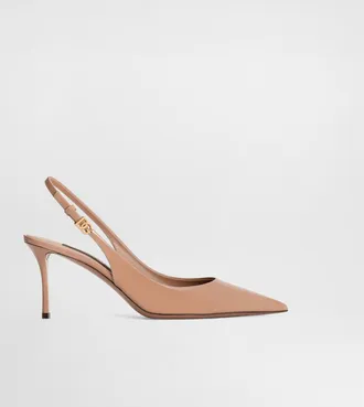 Dolce & Gabbana Slingback - Woman Pumps And Slingback Beige Leather 35.5