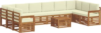 vidaXL Conjunto De Sof&aacute;s De Exterior 11 Uds. Natural Y Crema Vidaxl