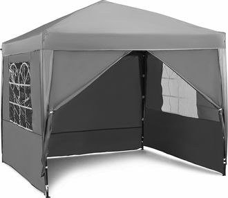 VonHaus 2.5m Slate Grey Heavy Duty Pop Up Gazebo with Sides for Garden