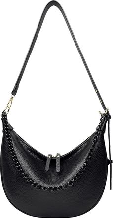 Generic Cymwer Women PU Leather Hobos Shoulder Bag with Zipper for School Work Travel(Black) (Black)