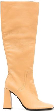 by FAR Tia leather knee-high boots - women - Lambskin/Leather/Leather - 38 - Yellow
