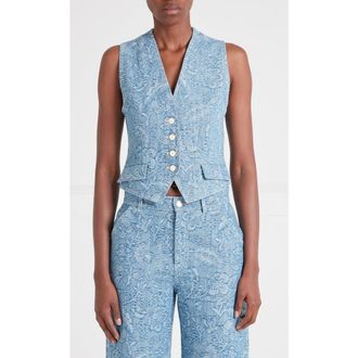 Temperley London Francis Denim Waistcoat in Washed Blue at Nordstrom, Size 6