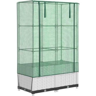 vidaXL Raised Bed with Greenhouse Cover Rattan Look 80x40x138 cm vidaXL