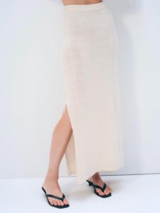 White + Warren Luxe Organic Cotton Skirt In Ecru