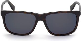 adidas 58MM Navigator Sunglasses in Dark Havana /Green Mirror at Nordstrom