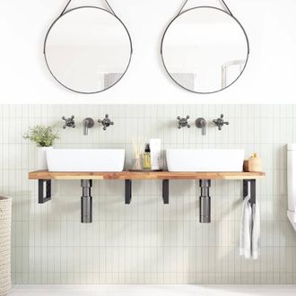 Berkfield Home Bathroom Vanity Top Untreated 140x40x4 cm Solid Wood Acacia in Brown | Size: 140 x 40 x 4 cm