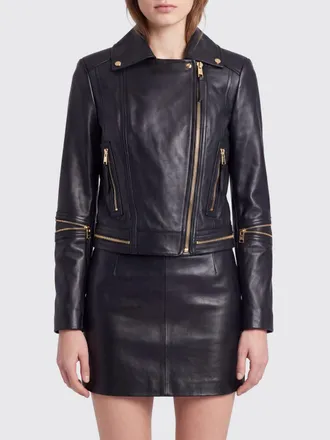 Elisabetta Franchi Slim-Fit Leather Biker Jacket with Asymmetrical Zip