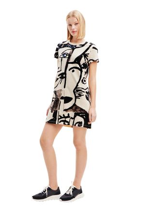 Desigual Womens Vest_Mariscal_face Dress, Brown, X-Small