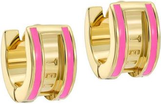 Ted Baker Rolo Classic Color Huggie Hoop Earrings in Metallic Gold Pink at Nordstrom