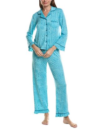SUGAR 2Pc Ruffle Sleeve Notch Collar & Ruffle Pant Pj Set