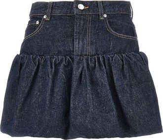 Ganni Denim mini bubble skirt Woman 36